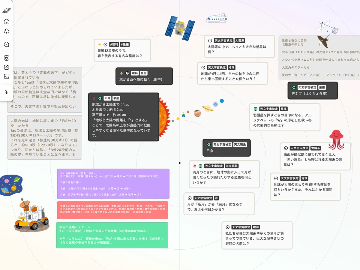 暗記カードのキャンバス画面